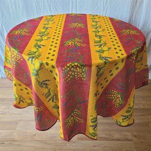 64" ROUND LEMONS, LAVENDER RED PROVENC TABLECLOTH